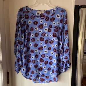LOFT Women's Blue Floral Top